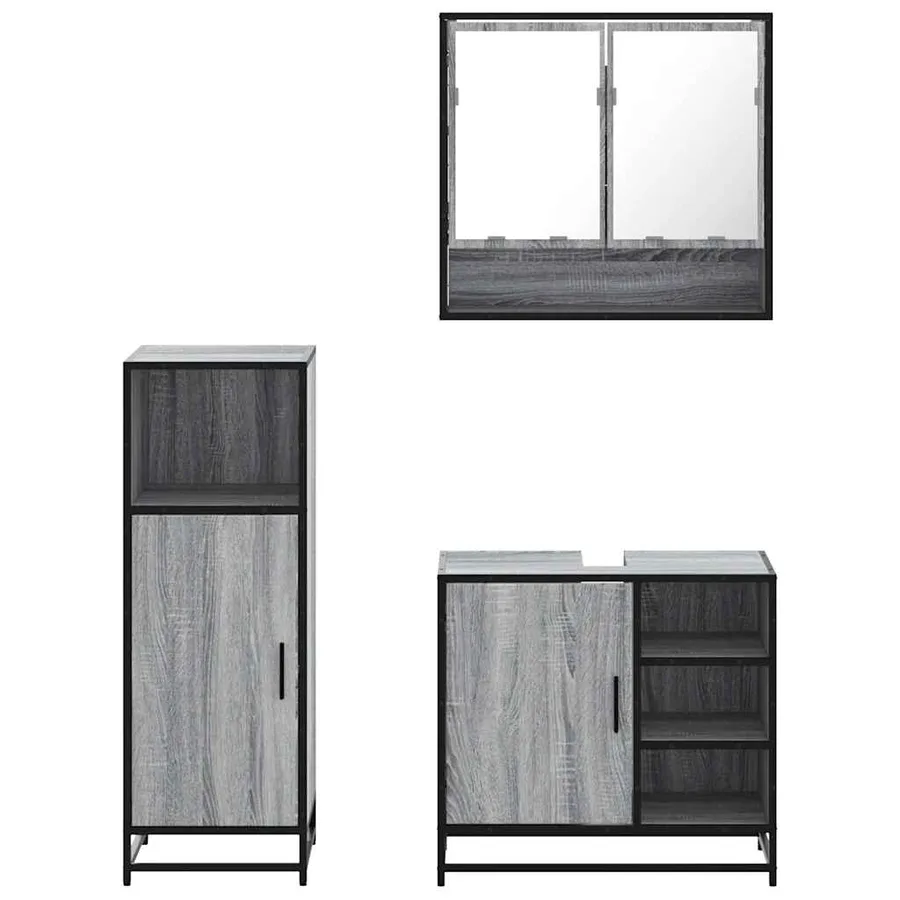 Ensemble de meubles de salle de bain 3 pcs Sonoma gris - 5