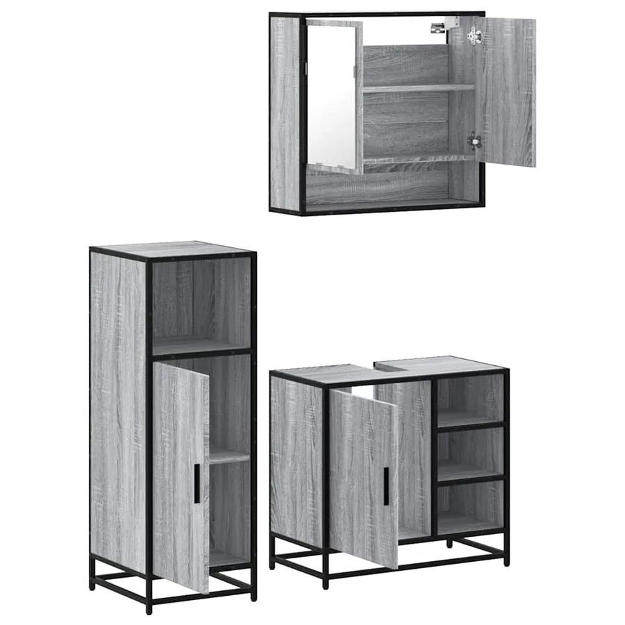 Ensemble de meubles de salle de bain 3 pcs Sonoma gris - 6