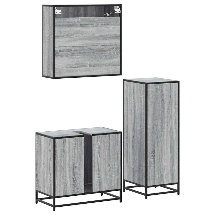 Ensemble de meubles de salle de bain 3 pcs Sonoma gris - 8