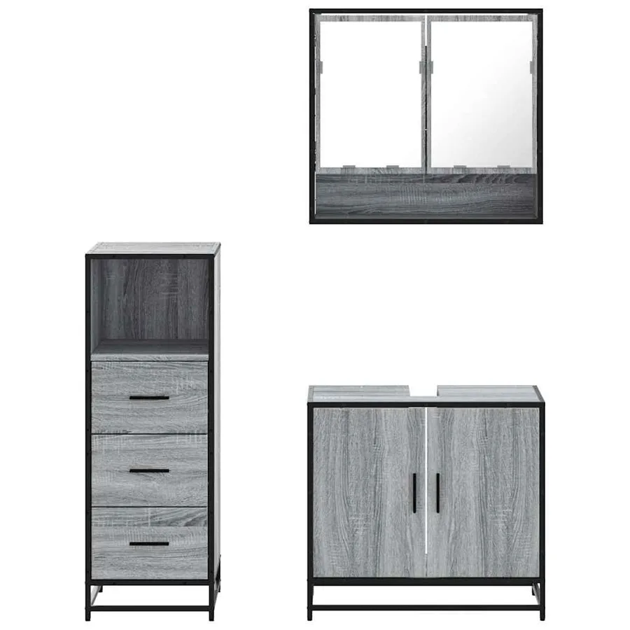 Ensemble de meubles de salle de bain 3 pcs Sonoma gris - 5