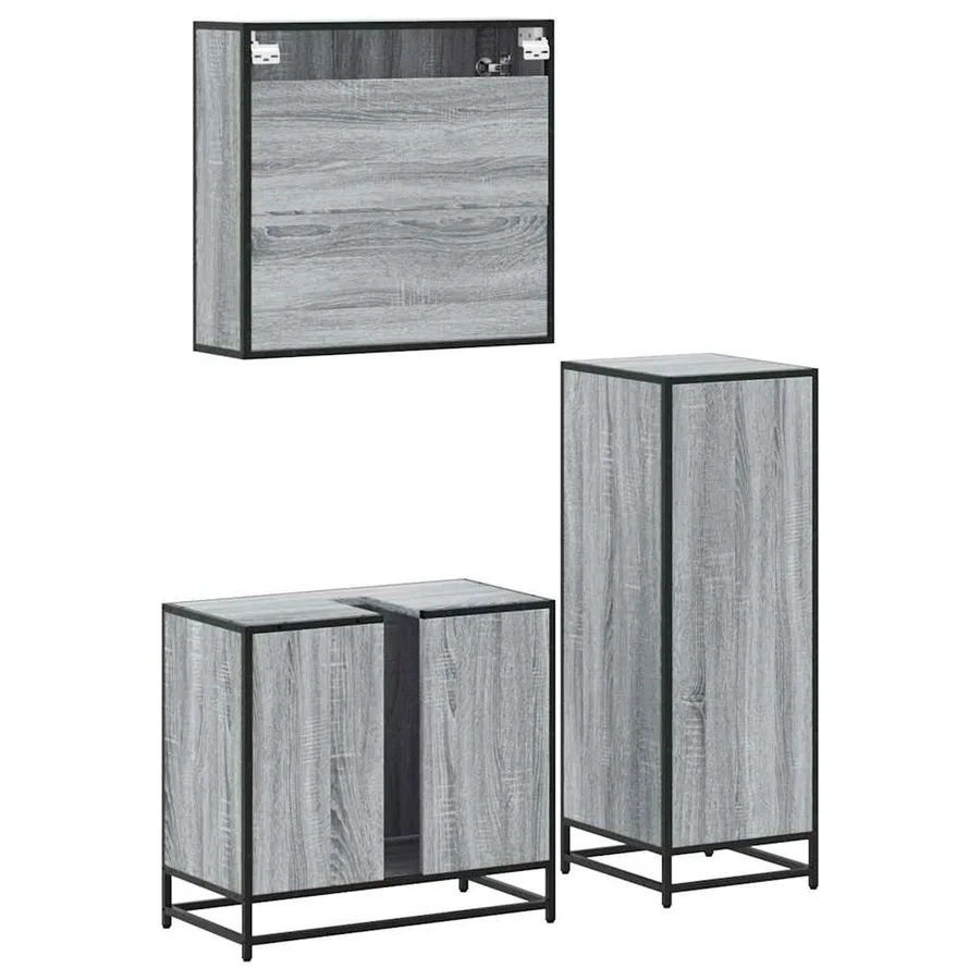Ensemble de meubles de salle de bain 3 pcs Sonoma gris - 7