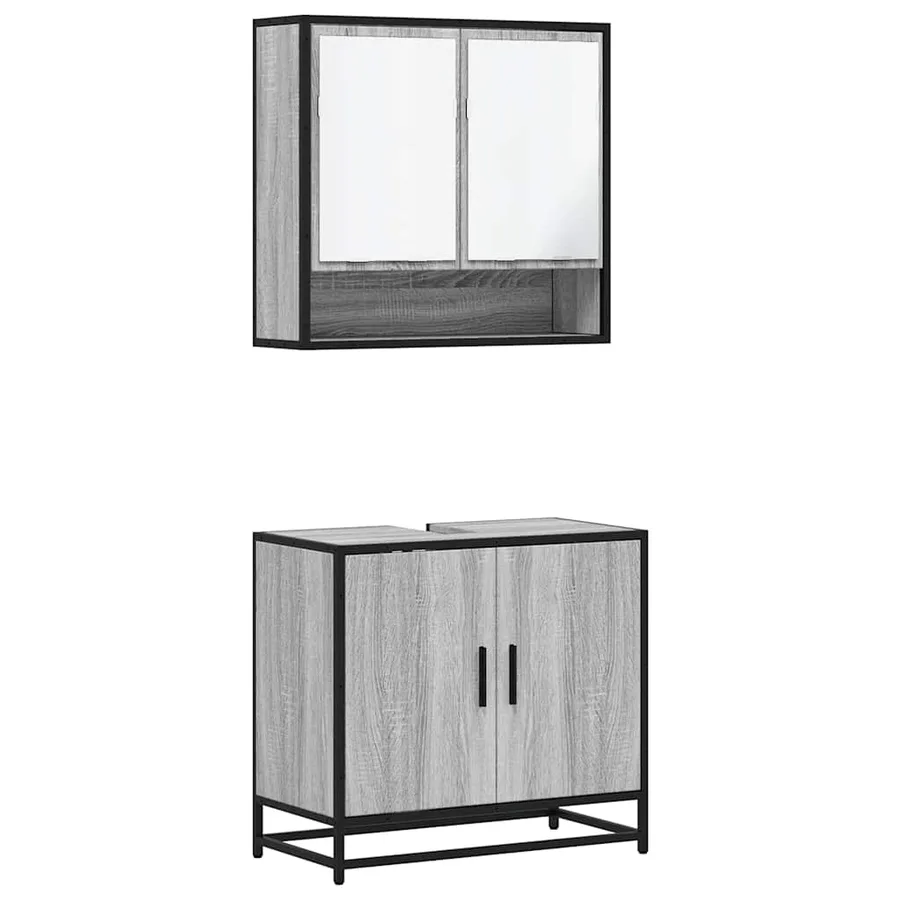 Ensemble de meubles de salle de bain 2 pcs Sonoma gris - 2