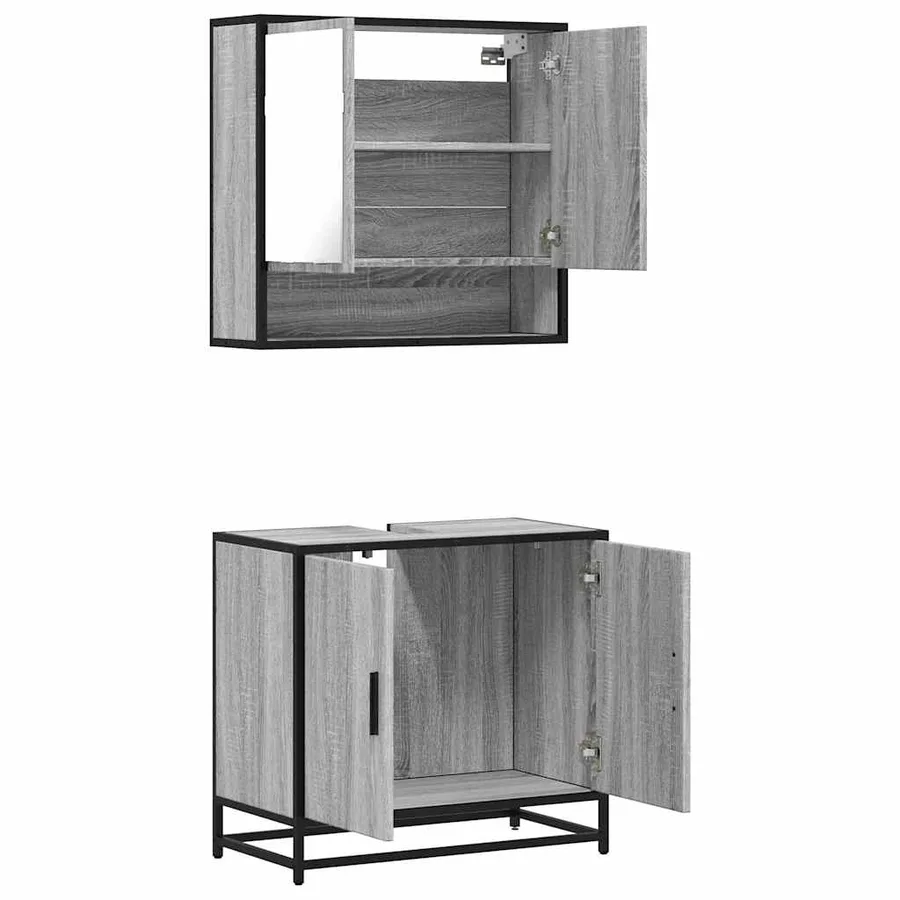 Ensemble de meubles de salle de bain 2 pcs Sonoma gris - 8