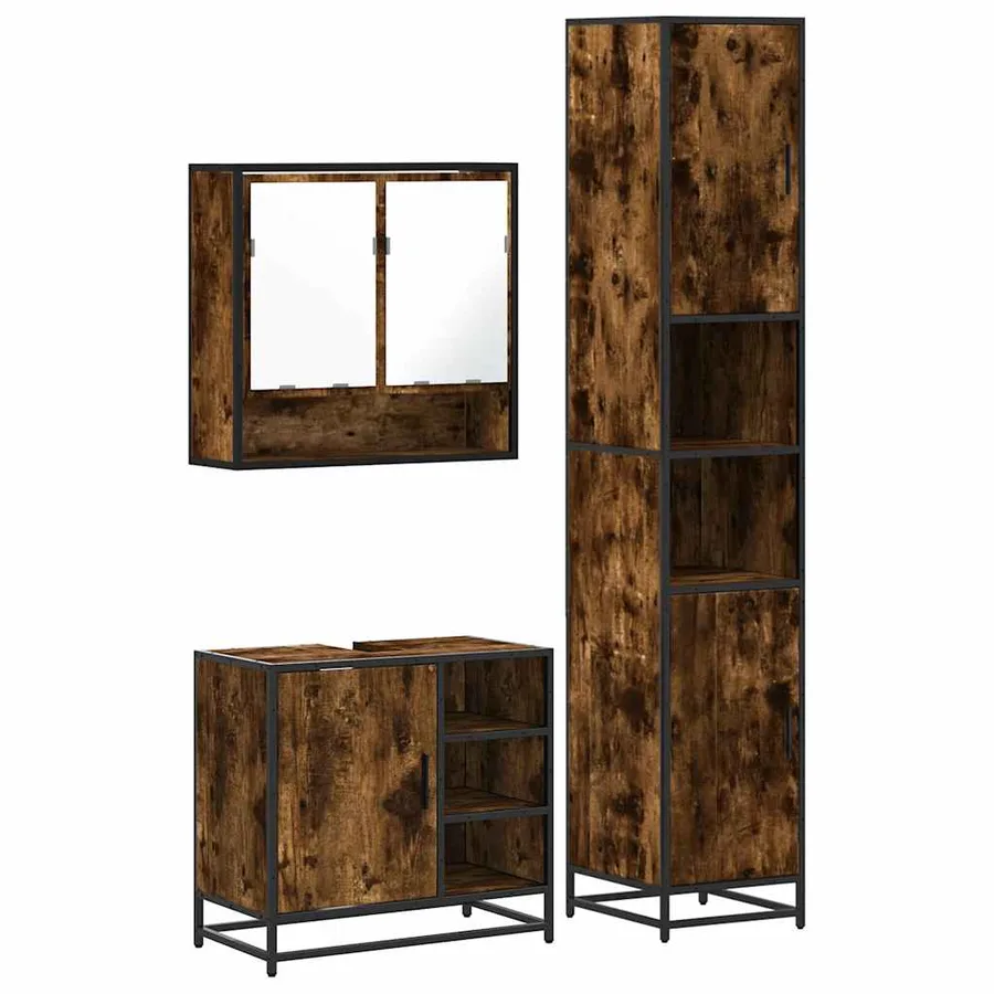 Ensemble de meubles de salle de bain 3 pcs Chêne fumé - 2