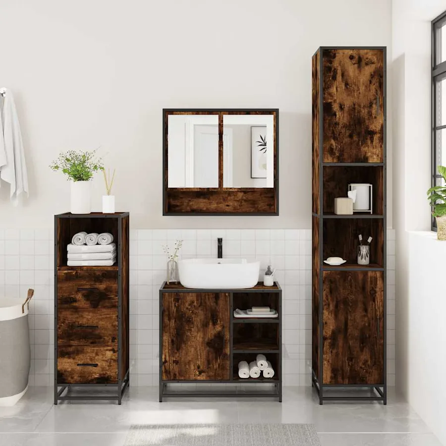 Ensemble de meubles de salle de bain 3 pcs Chêne fumé - 3