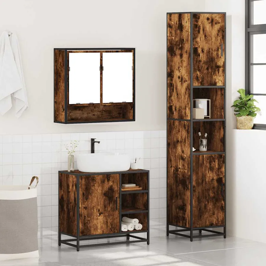 Ensemble de meubles de salle de bain 3 pcs Chêne fumé - 4
