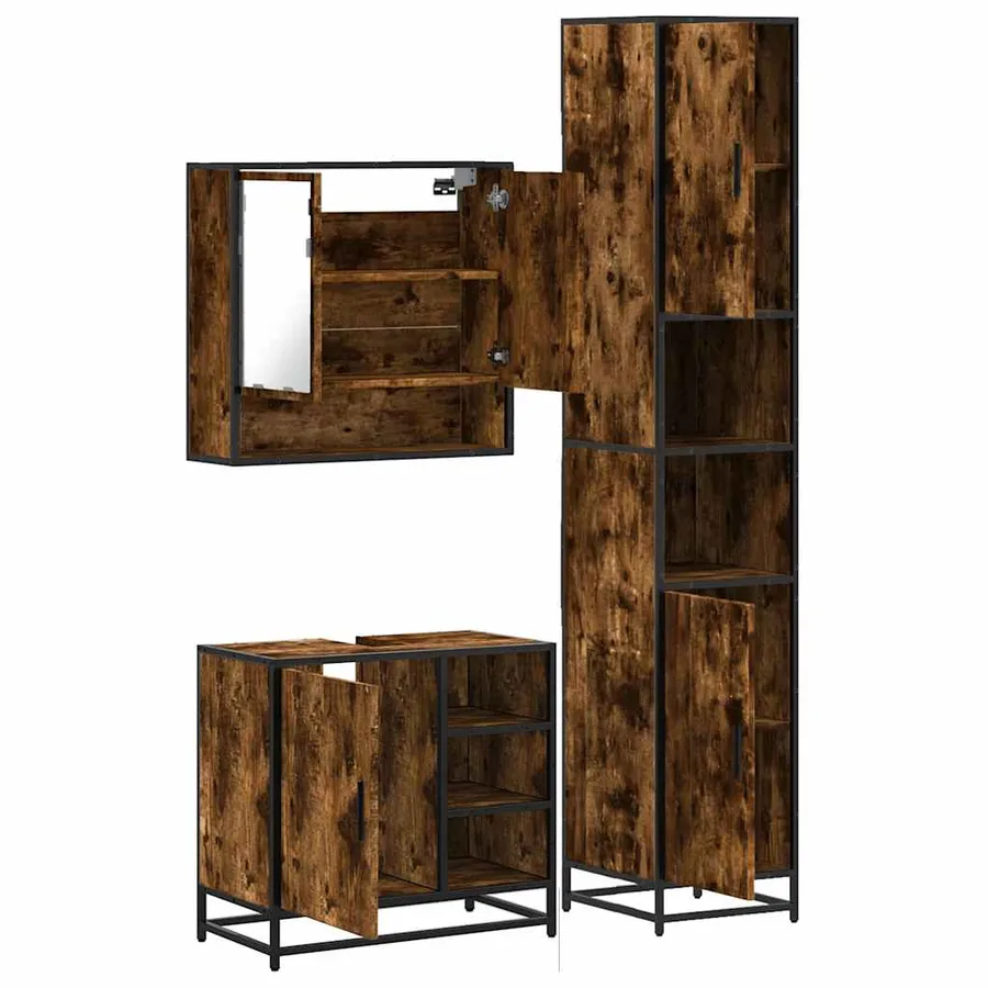 Ensemble de meubles de salle de bain 3 pcs Chêne fumé - 8