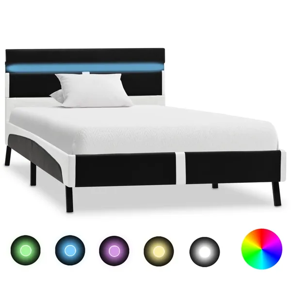 Cadre de lit avec LED sans matelas noir similicuir 90x200 cm