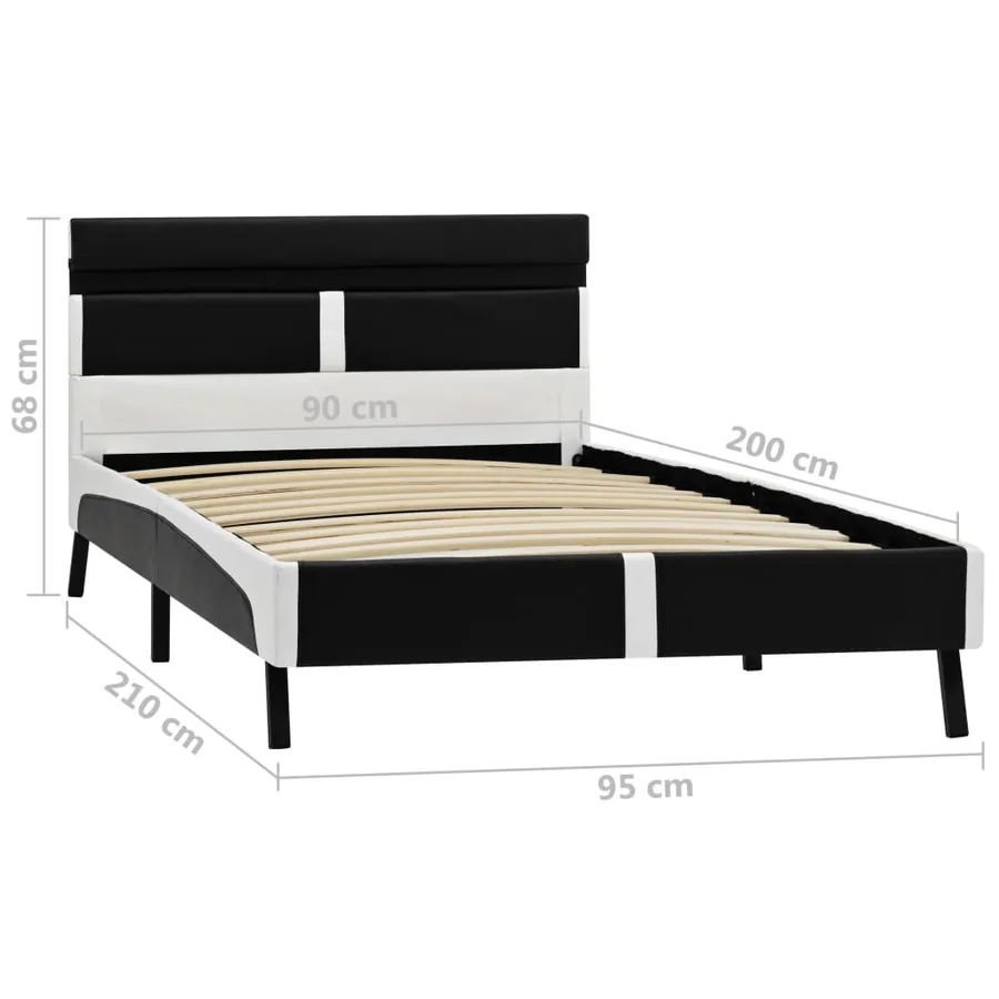 Cadre de lit avec LED sans matelas noir similicuir 90x200 cm - 9