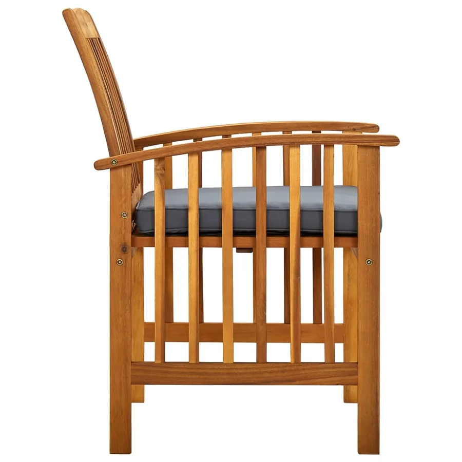 Ensemble de 8 chaises de jardin avec coussins en bois d'acacia massif - 5