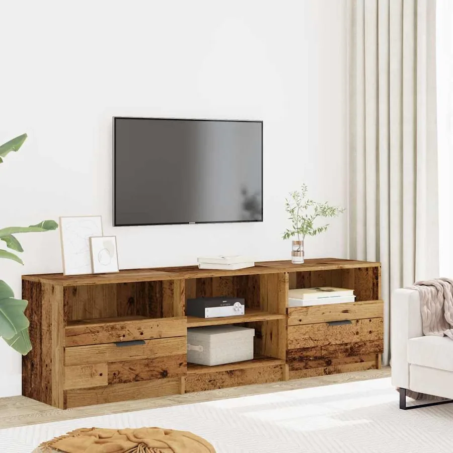 Meuble TV vieux bois 150x33,5x45 cm bois d'ingénierie - 3