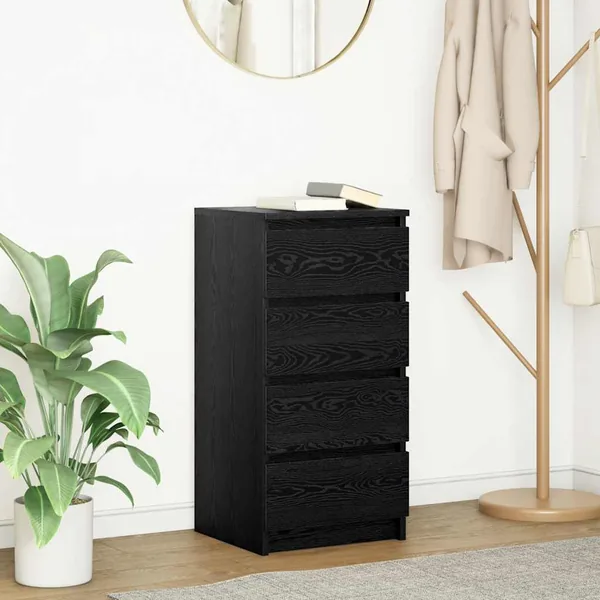 Buffet chêne noir 37,5x35x76 cm bois d'ingénierie