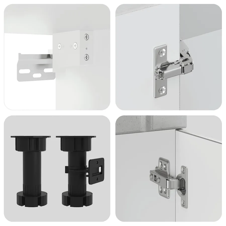 Ensemble de 8 meubles de cuisine "Lucca" en bois d'ingénierie gris béton - 7