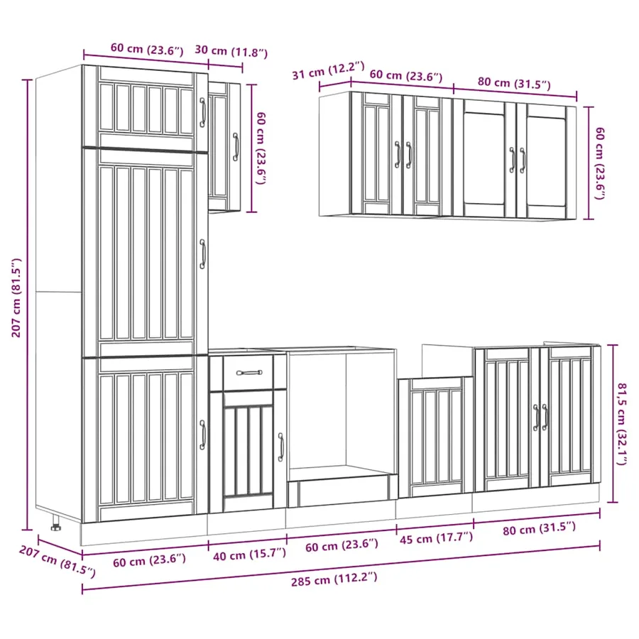 Ensemble d'armoires de cuisine 8 pcs Kalmar bois d'ingénierie - 11