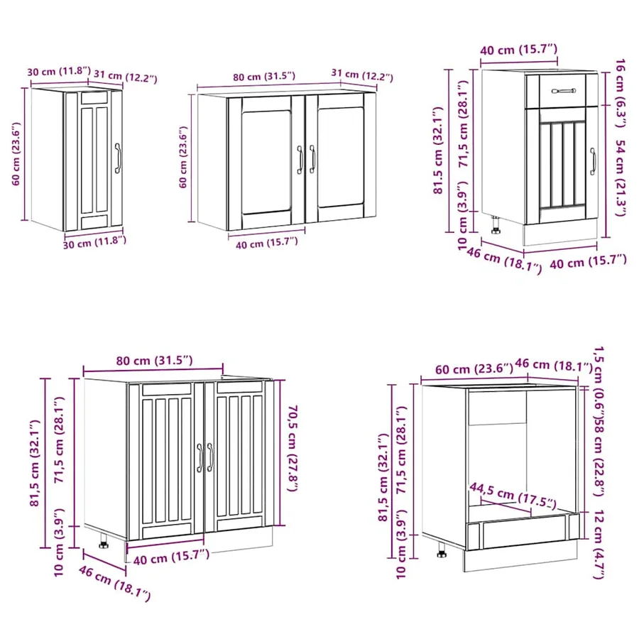 Ensemble d'armoires de cuisine 8 pcs Kalmar bois d'ingénierie - 9