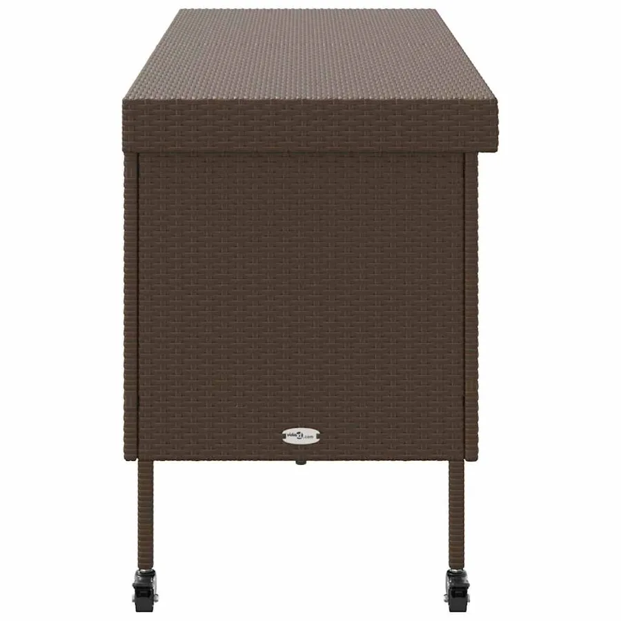 Boîte rangement jardin roues marron 160x55x75 cm résine tressée - 5