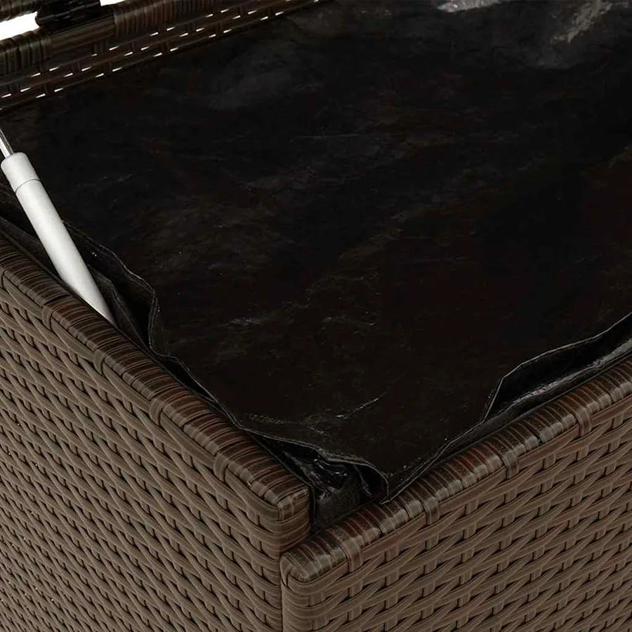 Boîte rangement jardin roues marron 160x55x75 cm résine tressée - 8