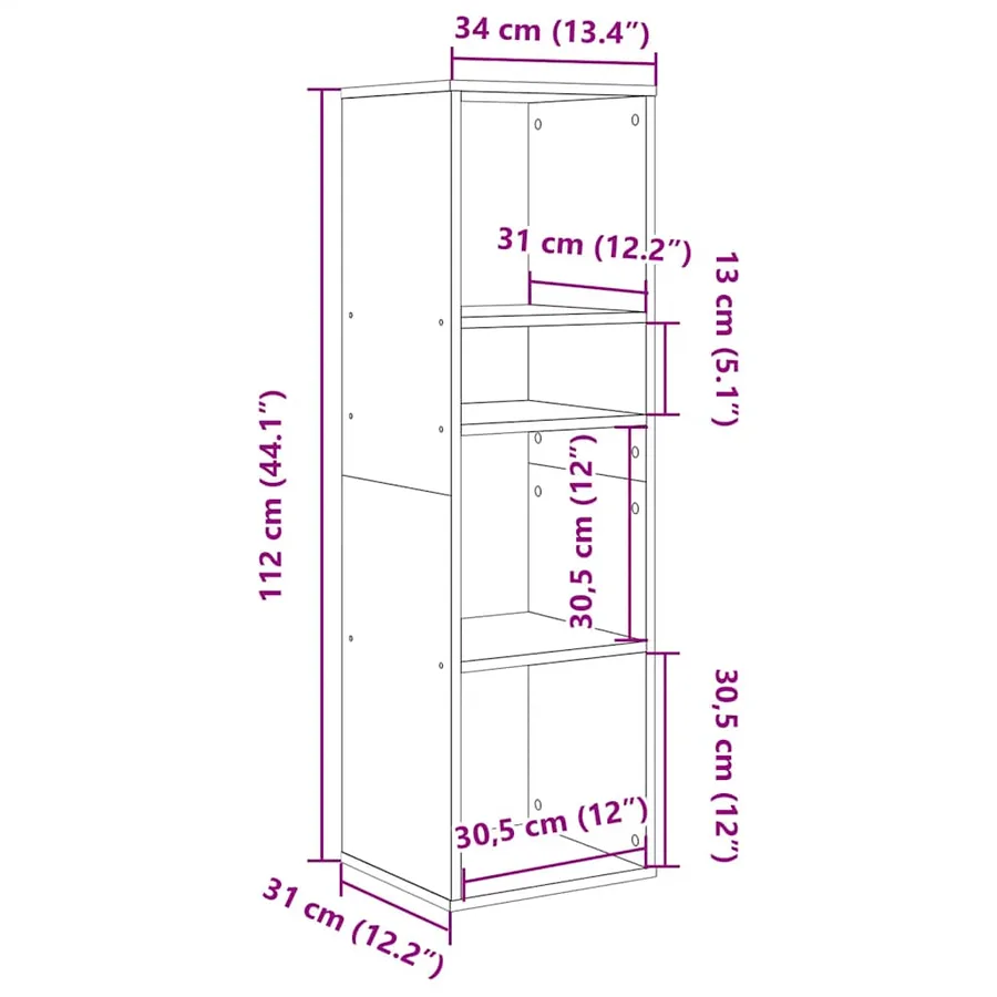 Bibliothèque chêne artisanal 34x31x112 cm bois d'ingénierie - 9