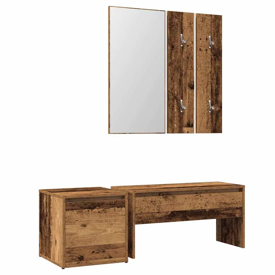 Ensemble de meubles de couloir vieux bois bois d'ingénierie - 2