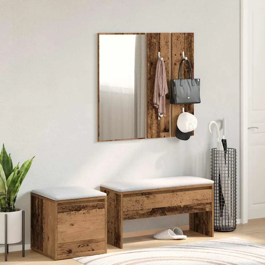 Ensemble de meubles de couloir vieux bois bois d'ingénierie - 3