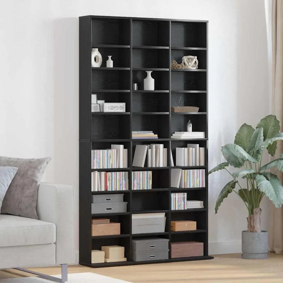 Meuble CD Chêne noir 101 x 23 x 177,5 cm Bois d'ingénierie