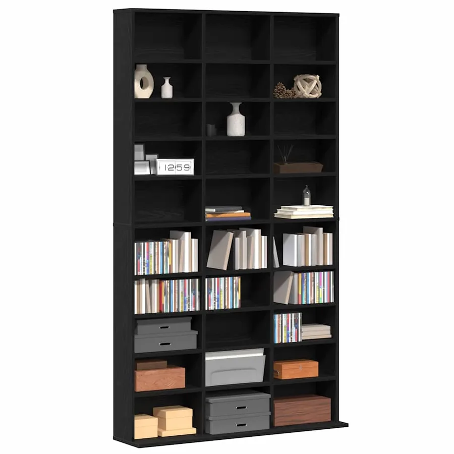 Meuble CD Chêne noir 101 x 23 x 177,5 cm Bois d'ingénierie - 3