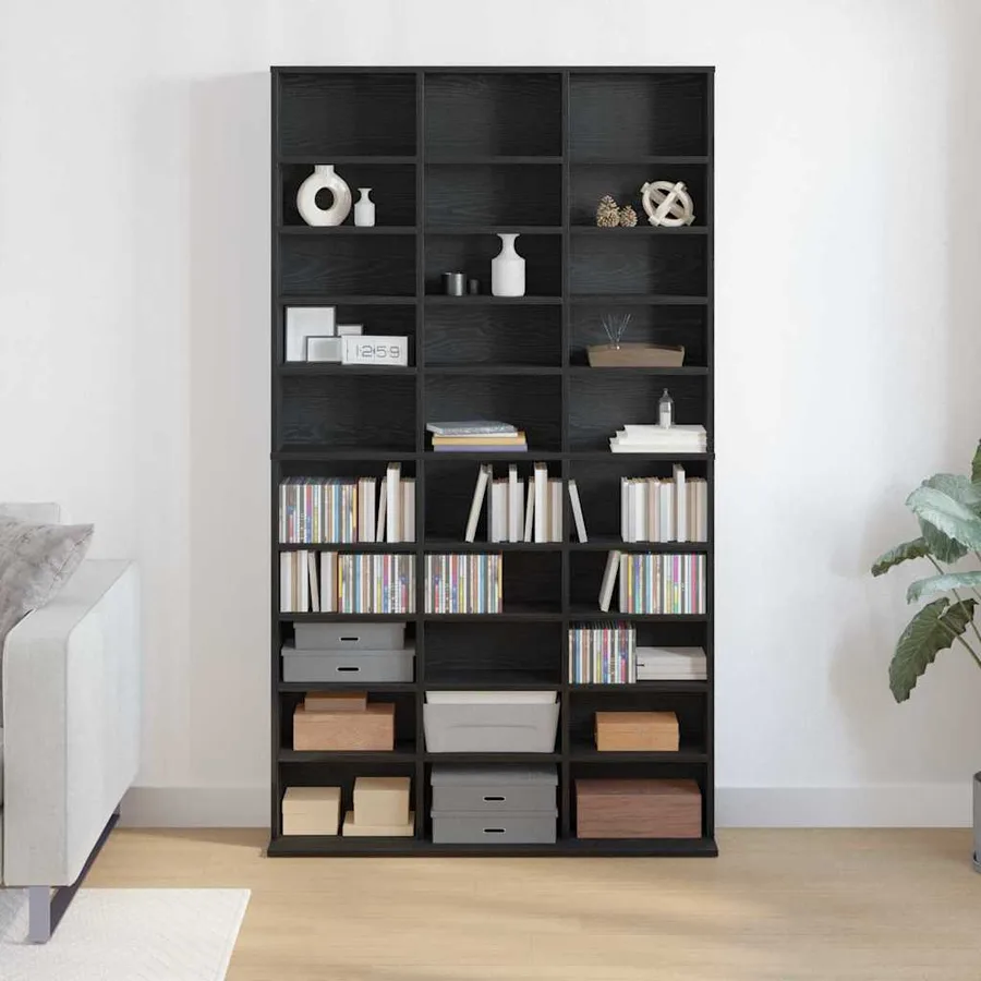 Meuble CD Chêne noir 101 x 23 x 177,5 cm Bois d'ingénierie - 4