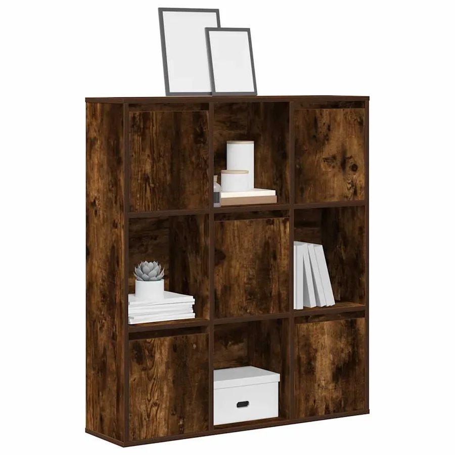 Bibliothèque chêne fumé 89x24x101,5 cm bois d'ingénierie