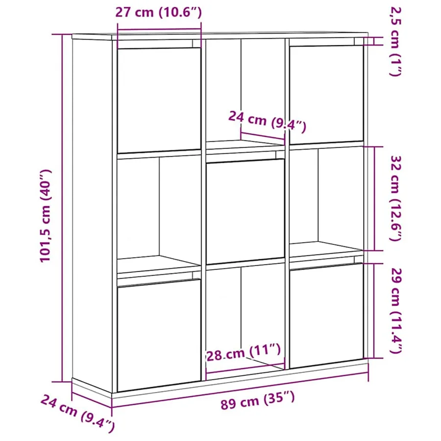 Bibliothèque chêne fumé 89x24x101,5 cm bois d'ingénierie - 10