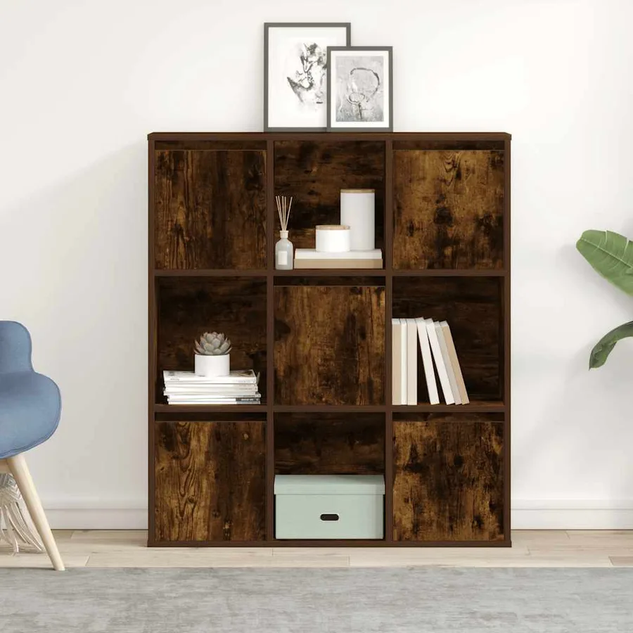 Bibliothèque chêne fumé 89x24x101,5 cm bois d'ingénierie - 3
