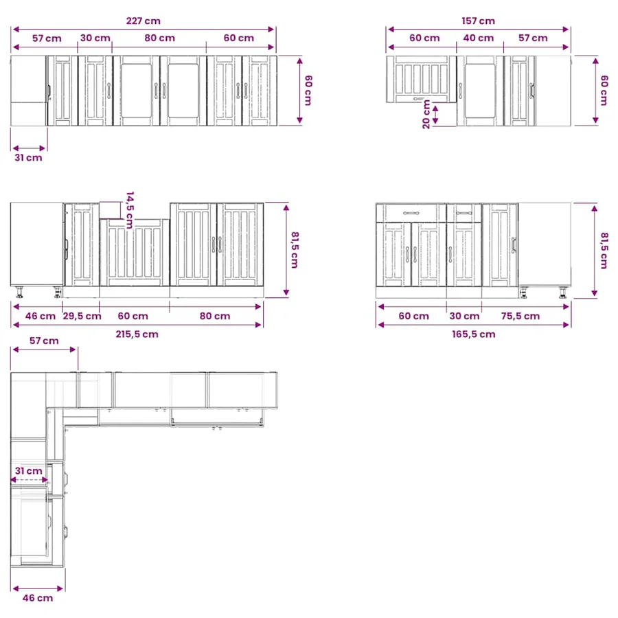 Ensemble d'armoires de cuisine 11 pcs Lucca bois d'ingénierie - 9