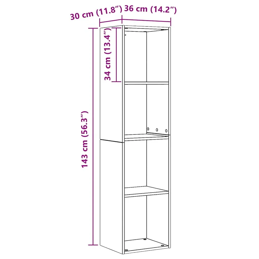 Bibliothèque/Meuble TV chêne artisanal 36x30x143 cm - 11
