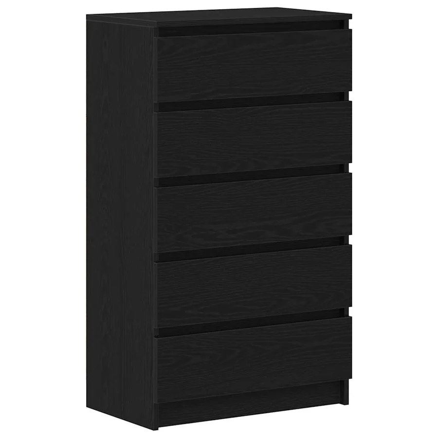 Meuble à tiroirs en chêne noir 60x36x103 cm bois d'ingénierie - 2