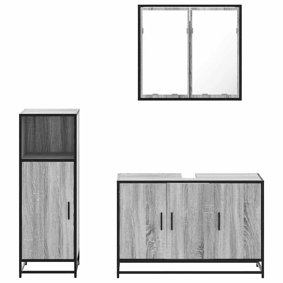 Ensemble de meubles de salle de bain 3 pcs Sonoma gris - 5
