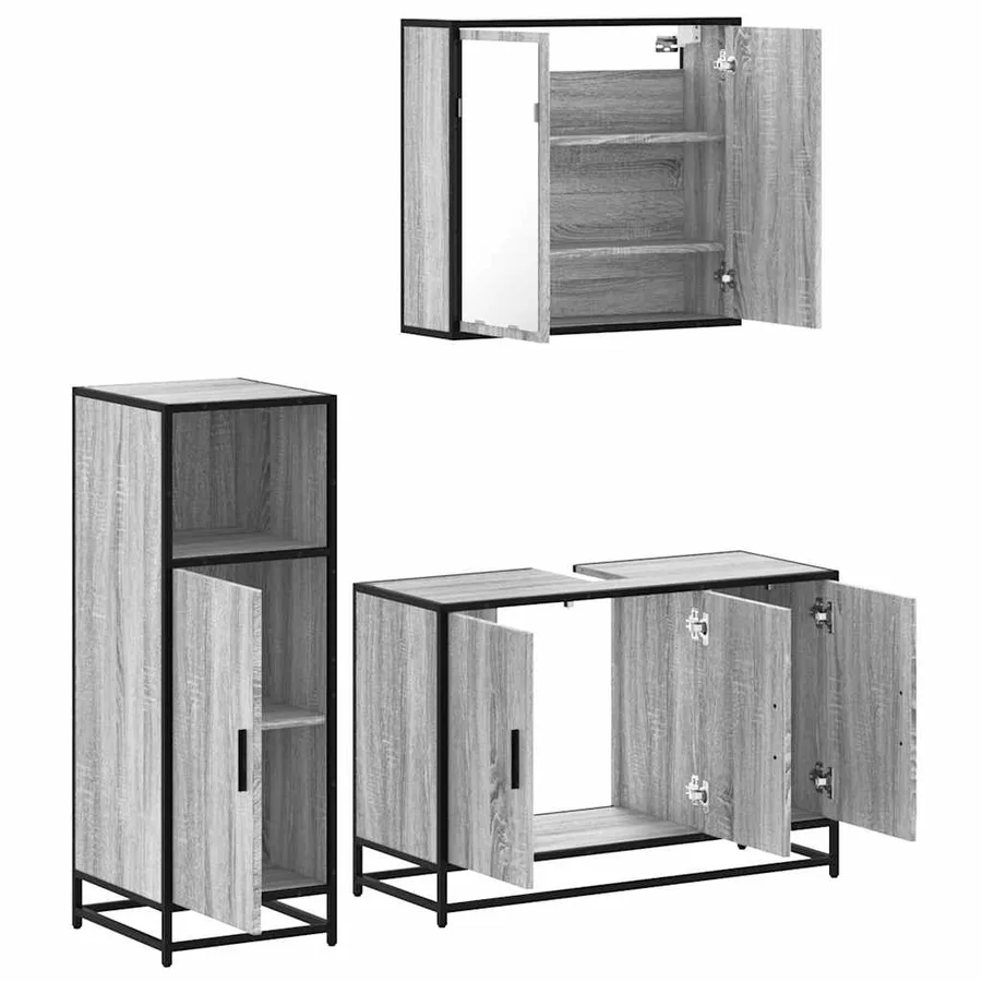 Ensemble de meubles de salle de bain 3 pcs Sonoma gris - 6