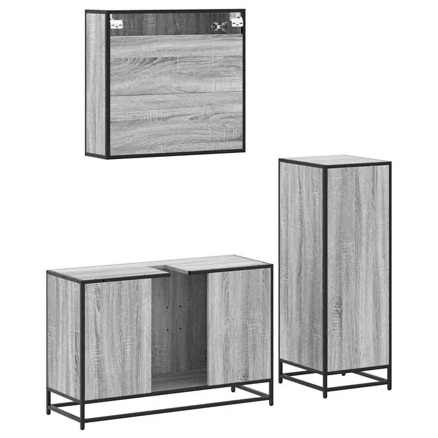 Ensemble de meubles de salle de bain 3 pcs Sonoma gris - 8
