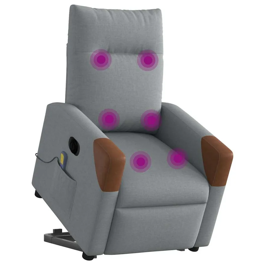 Fauteuil inclinable de massage électrique Gris clair Tissu - 3