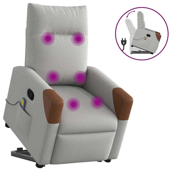 Fauteuil de massage inclinable gris nuage tissu