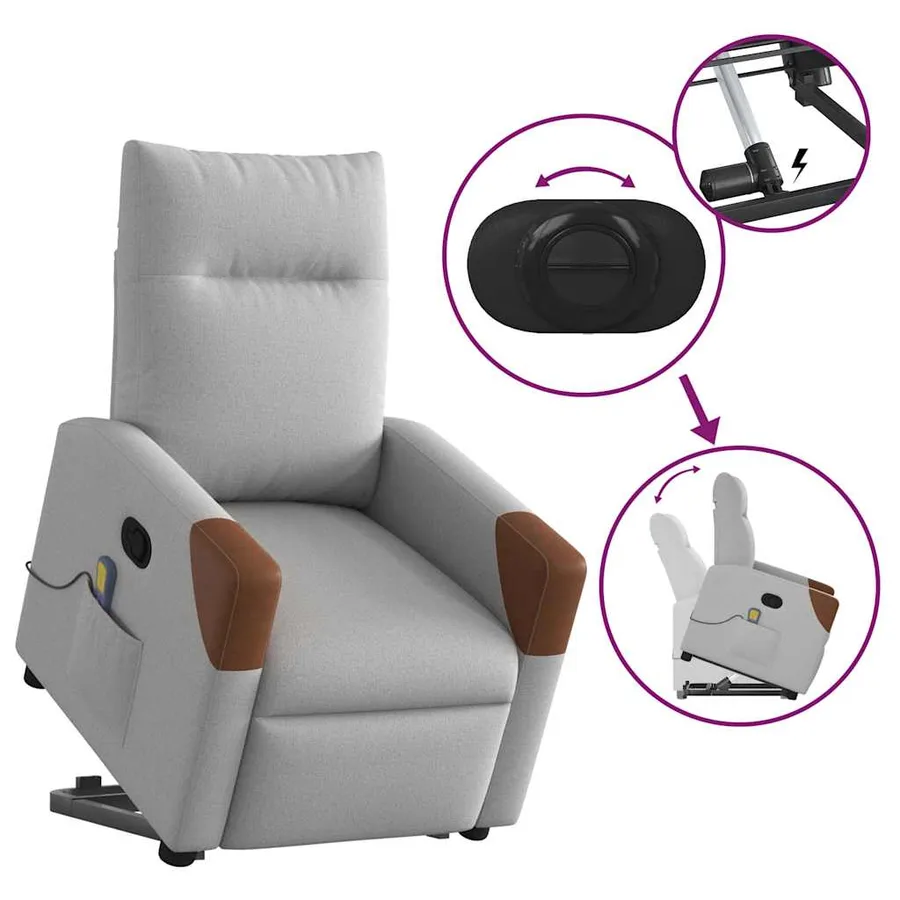 Fauteuil de massage inclinable gris nuage tissu - 9