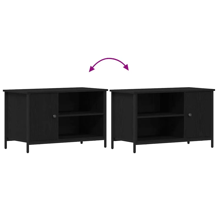 Meuble TV Chêne noir 80 x 40 x 50 cm Bois d'ingénierie - 8