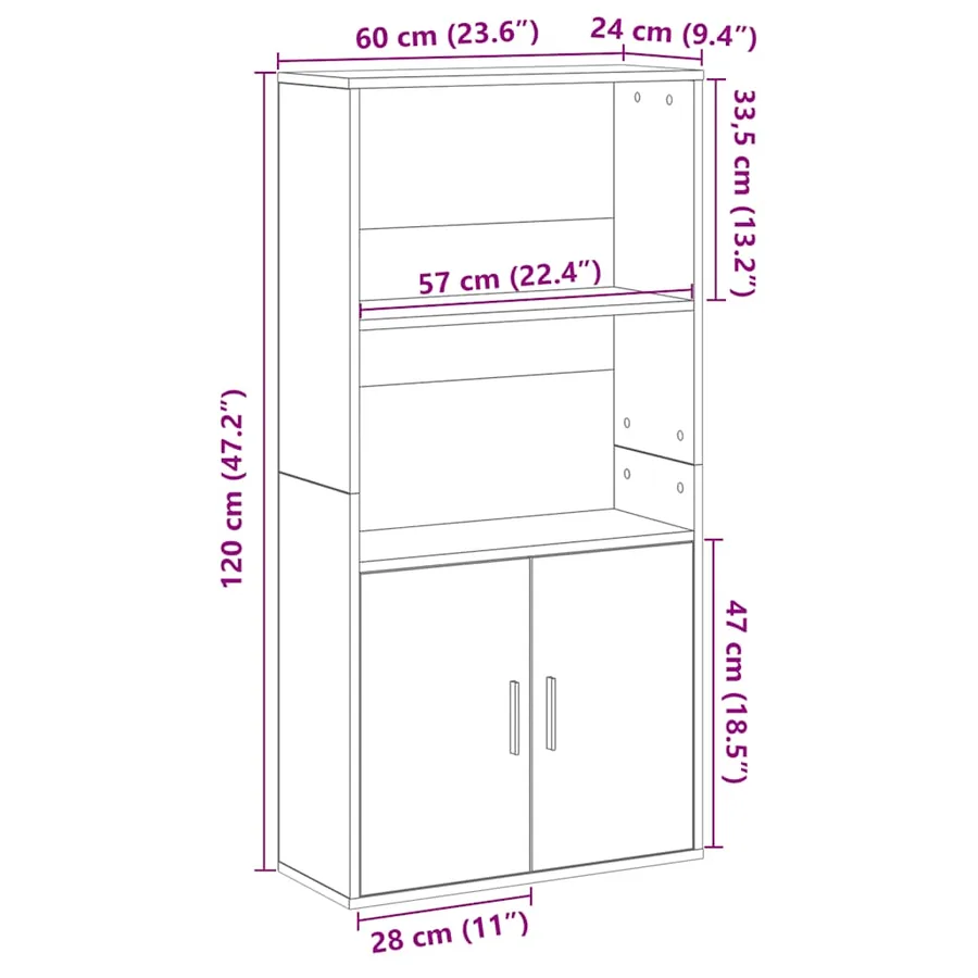 Bibliothèque vieux bois 60x24x120 cm bois d'ingénierie - 10