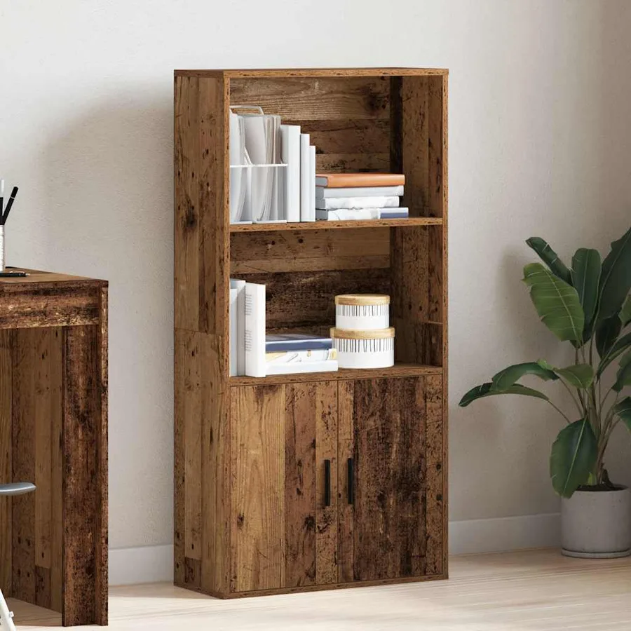 Bibliothèque vieux bois 60x24x120 cm bois d'ingénierie - 3