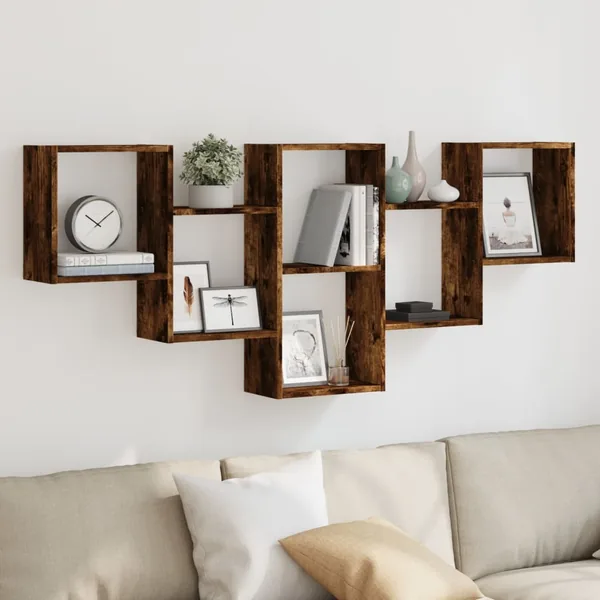 Étagère murale chêne fumé 159x18x66 cm bois d'ingénierie