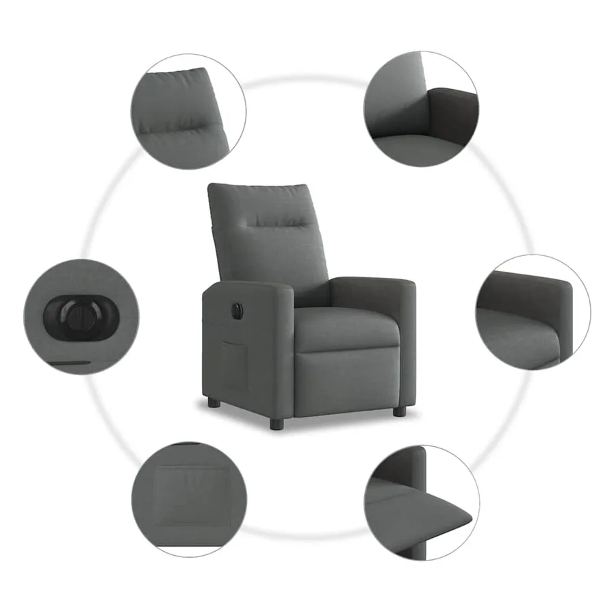 Fauteuil inclinable électrique Gris foncé Tissu - 10