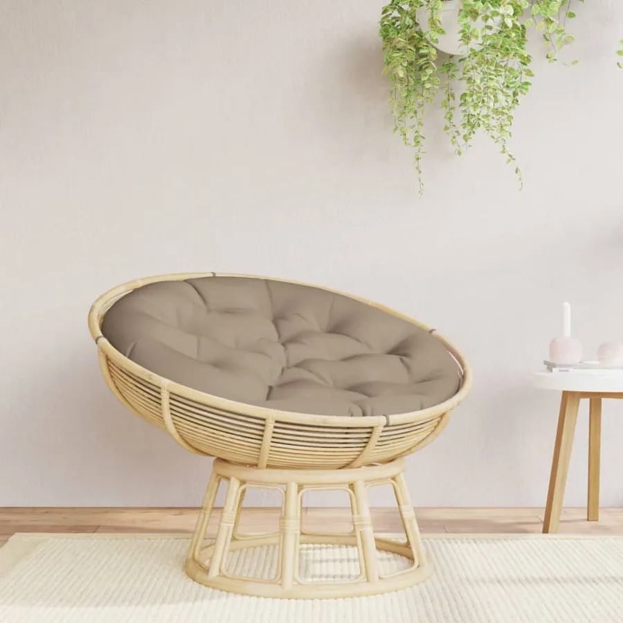 Coussin rond taupe Ø 100 x11 cm tissu oxford