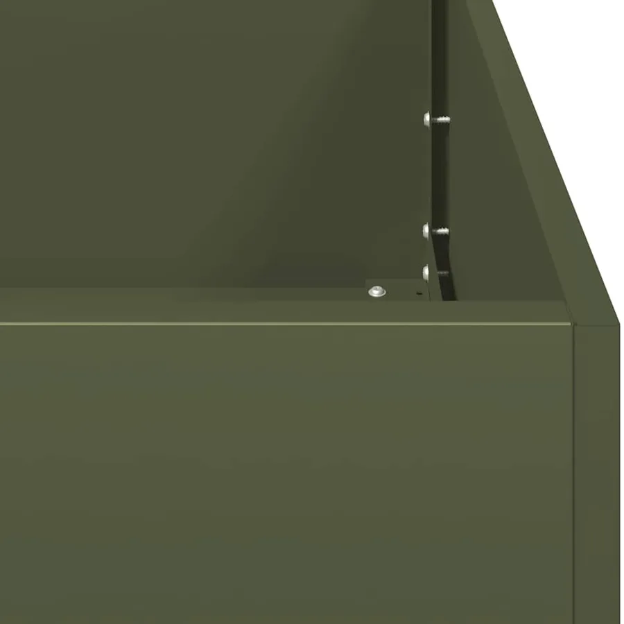 Jardinière vert olive 100x100x80 cm acier - 7