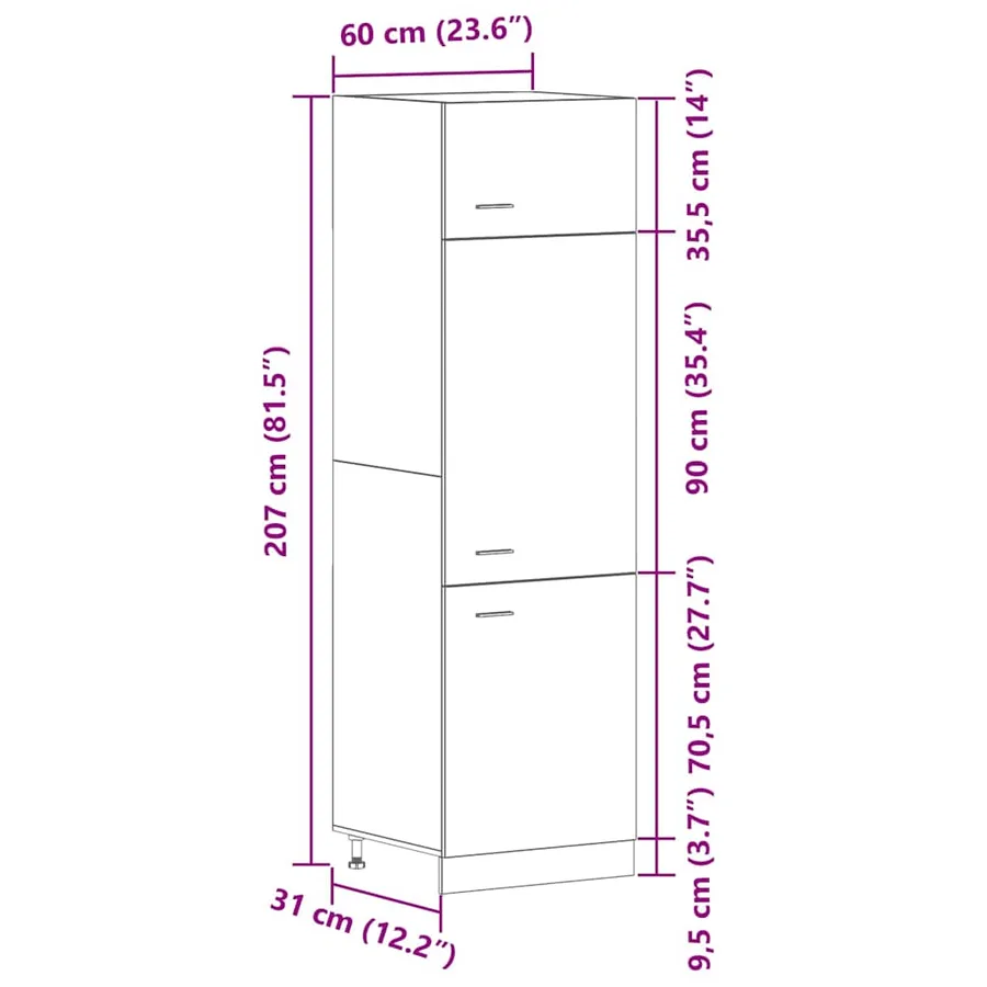Armoire suspendue avec étagère Lyon Chêne noir 60 x 31 x 207 cm - 14