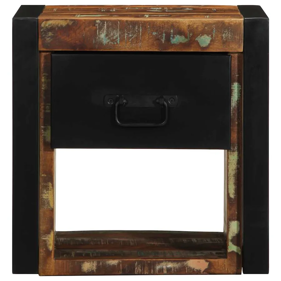 Table de chevet multicolore 40x35x40 cm bois de récupération - 5