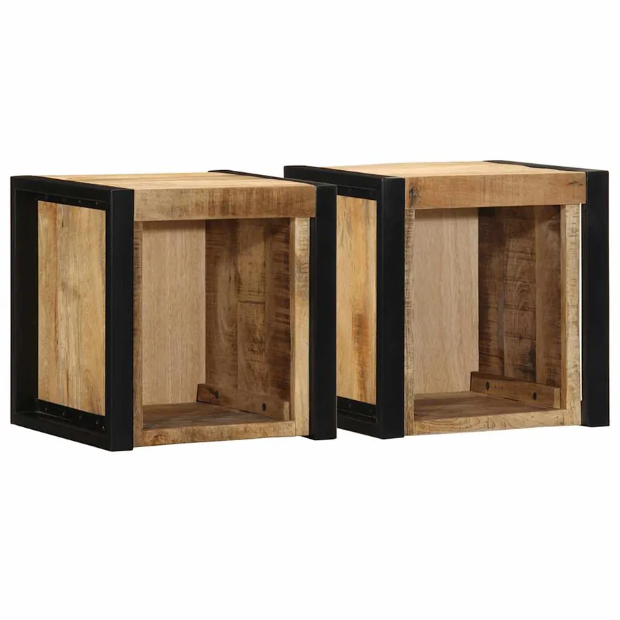 Tables de chevet 2 pcs 40x35x40 cm bois de manguier massif brut
