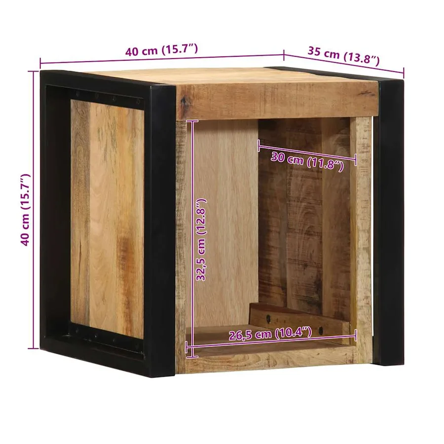 Tables de chevet 2 pcs 40x35x40 cm bois de manguier massif brut - 13